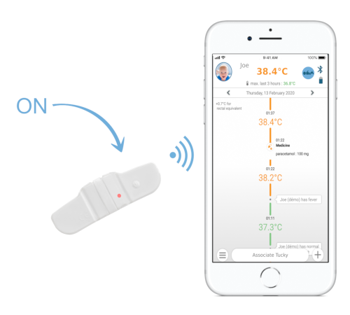 Association du thermomètre Tucky au smartphone - Combining the Tucky thermometer with the smartphone - Termómetro Tucky combinado con smartphone